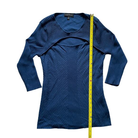 Lane Bryant Womens/Teen Ribbed Sweater Blue Chest Cut out Size 14/16 Feminine - Picture 5 of 9